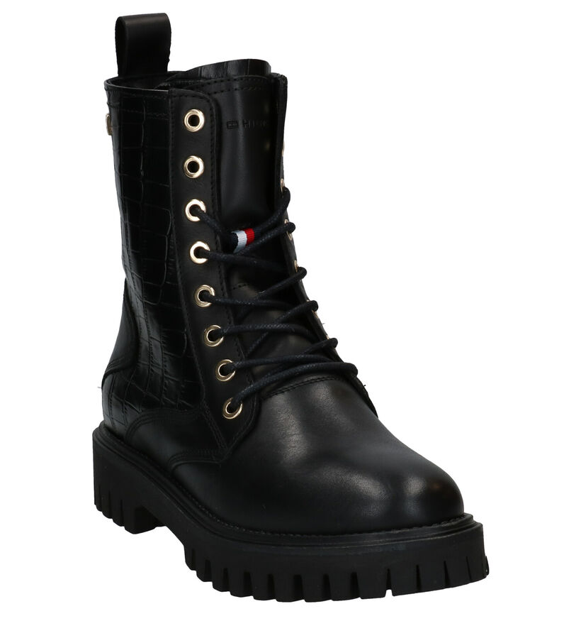 Tommy Hilfiger Croco Look Bottines en Noir en cuir (279988)