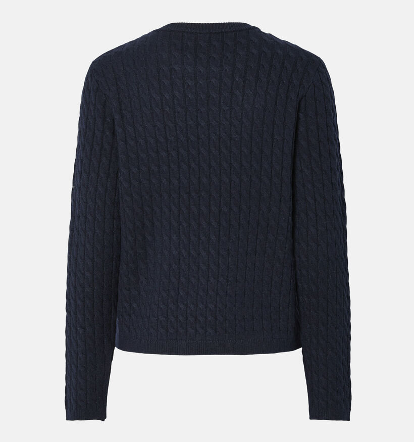 Pieces Fia Cable Knit Pull en Bleu pour femmes (361157)