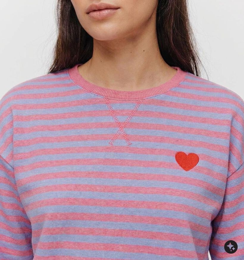 Pieces Flora Red Heart Sweatshirt en Rose/Bleu pour femmes (378378)