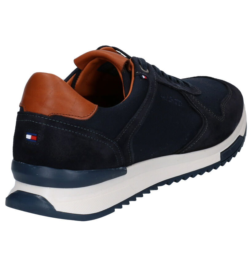 Tommy Hilfiger Runner Craft Mix Blauwe Veterschoenen in daim (276280)