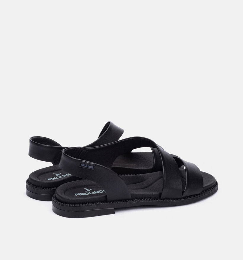 Pikolinos Navia Zwarte Platte Sandalen voor dames (370547)