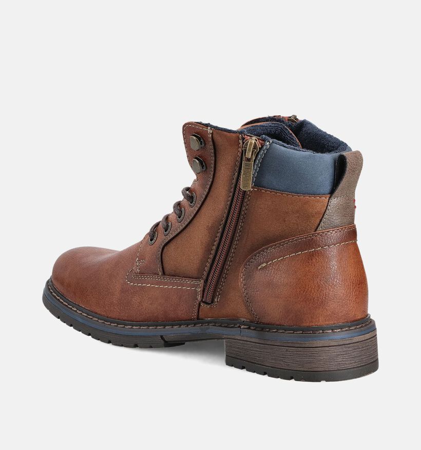 Mustang Cognac Boots met Veters en Rits voor heren (378979)