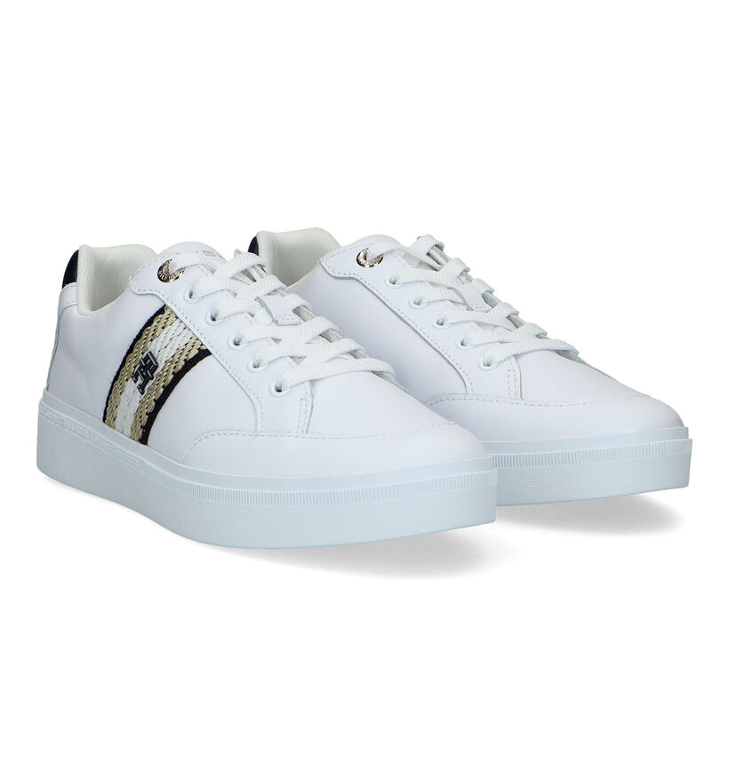 Tommy Hilfiger Court Baskets en Blanc pour femmes (321024) - pour semelles orthopédiques