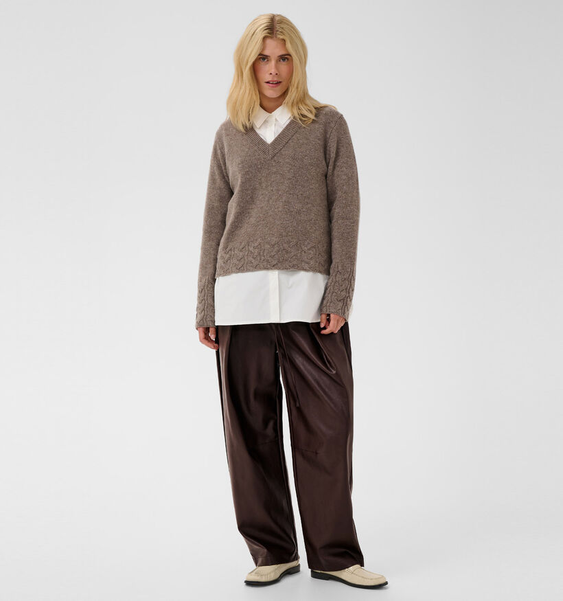 Culture Ronarda Lili Donkerbruine Faux-Leather Broek voor dames (380488)