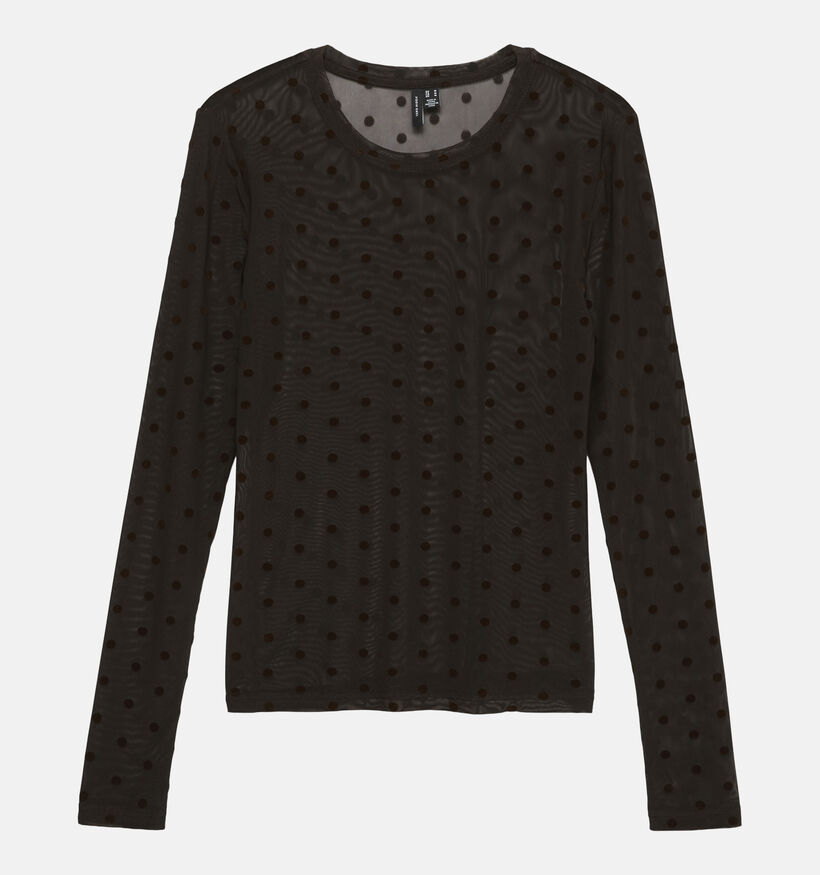 Vero Moda Lova Mesh Donkerbruine T-shirt met Lange Mouwen voor dames (381315)
