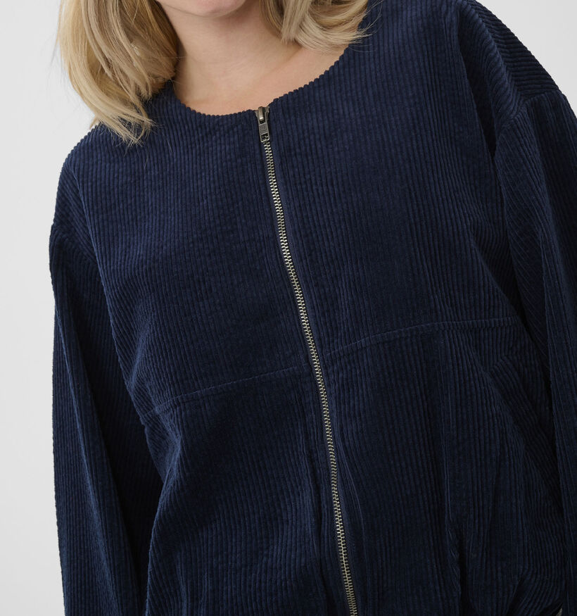 Culture Kalla Klay Manteau court Corduroy en Bleu fonc&eacute; pour femmes (377020)