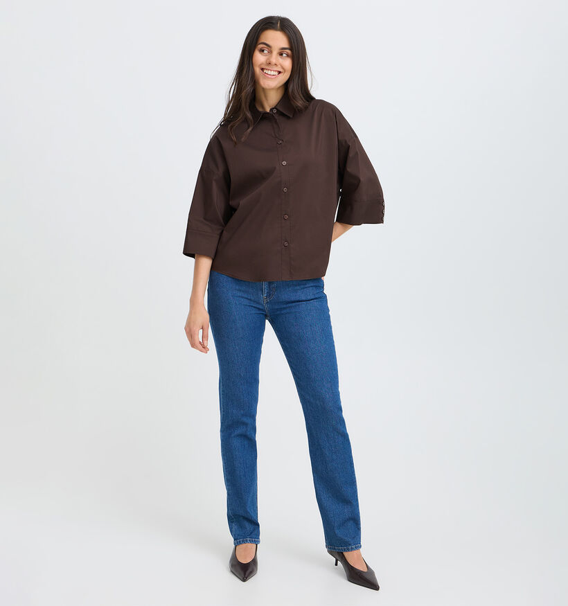 Fransa Cleo Donkerbruine Hemd voor dames (379937)