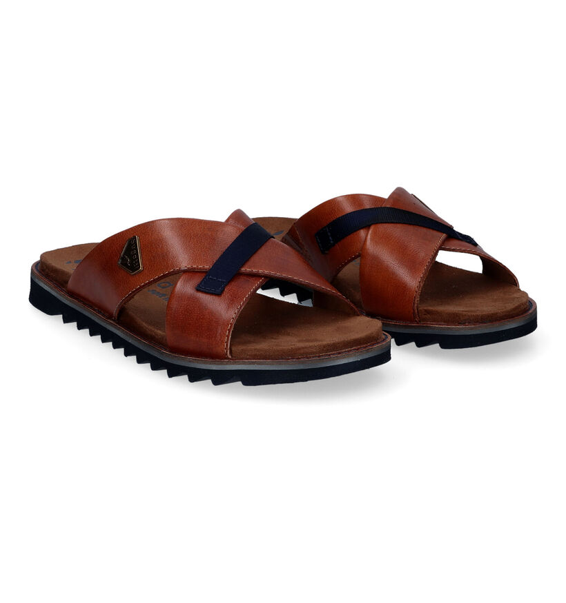 Bugatti Limon Cognac Slippers in leer (306424)