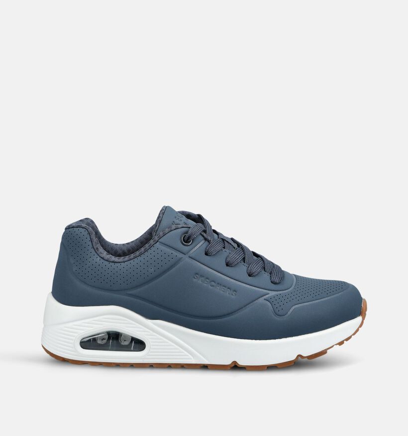 Skechers Uno Stand On Air Baskets basses en Bleu fonc&eacute; pour filles, gar&ccedil;ons (375666) - pour semelles orthop&eacute;diques