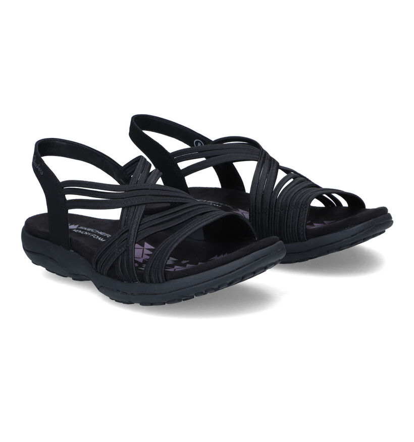 Skechers Reggae Slim Simply Stretch Zwarte Sandalen in stof (310878)