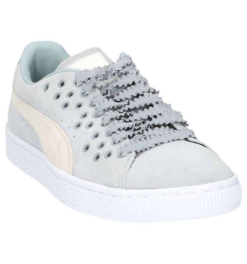 Lichtgrijze Puma Suede XL Lace Sneaker in daim (199467)