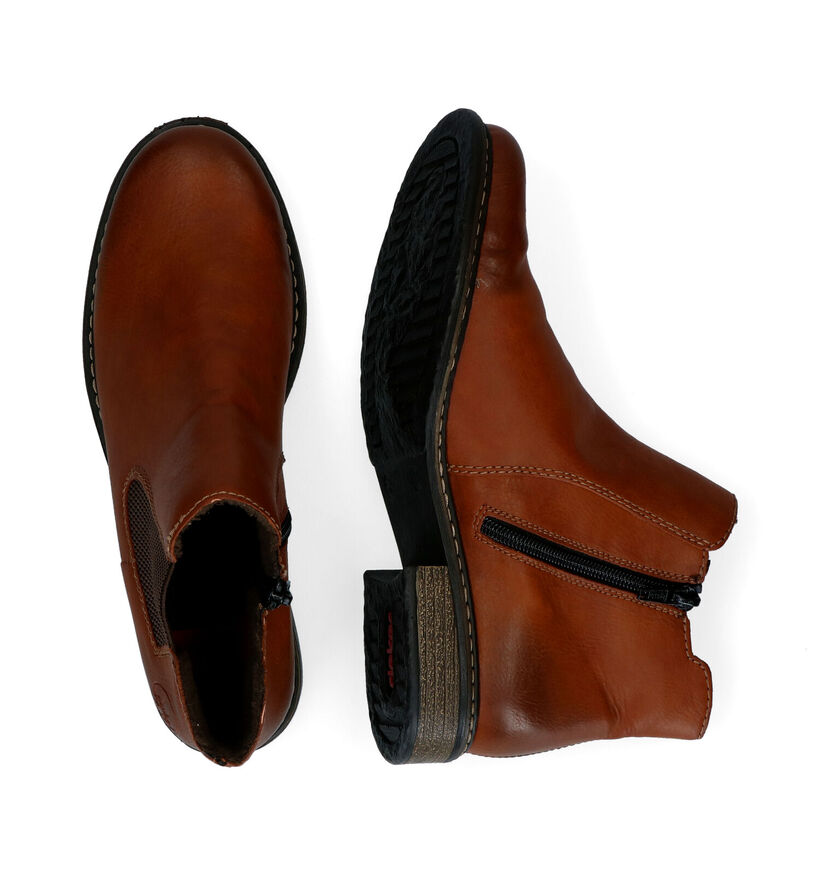 Rieker Bottines plates en Cognac en simili cuir (299386)