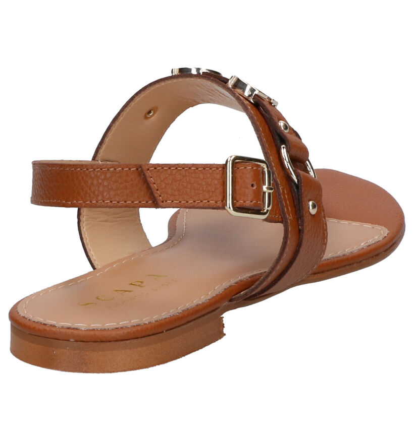 Scapa Sandales plates en Cognac en cuir (270280)