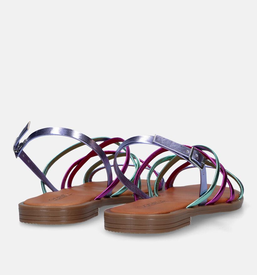 Signatur Paarse Platte sandalen voor dames (334994)