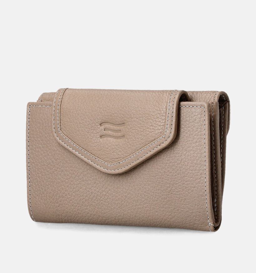 Crinkles Porte-monnaie à rabat en Taupe pour femmes (358510)
