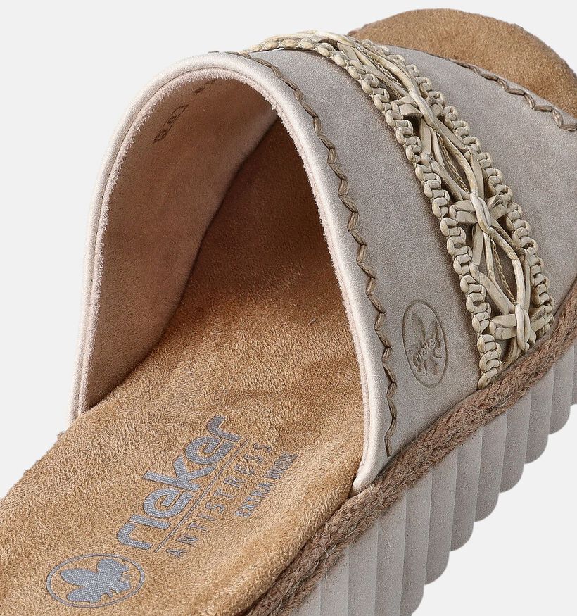 Rieker Nu-pieds talon compensé en Écru pour femmes (354997)