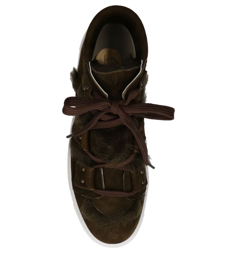 Shi's Kaki Veterboots in daim (231666)