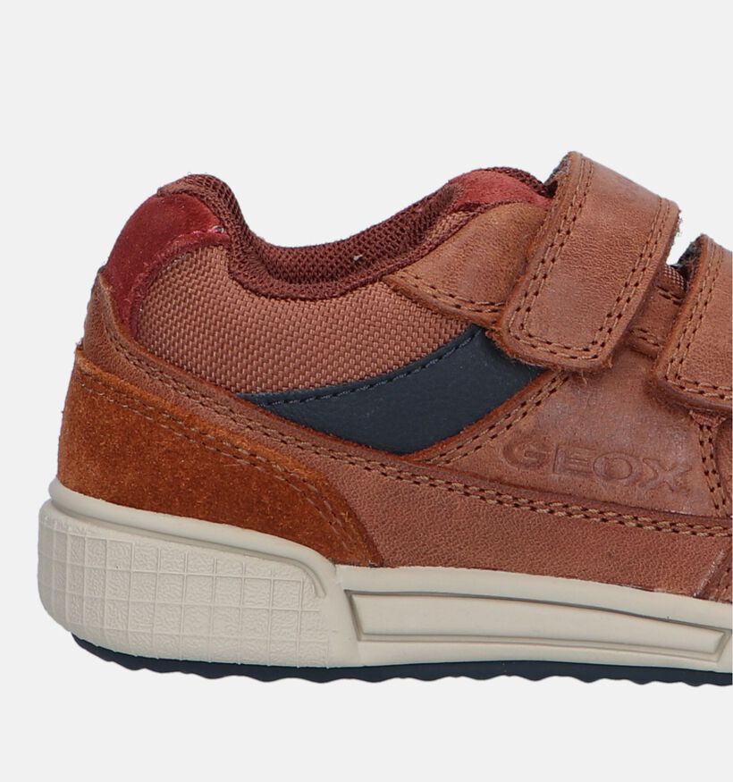 Geox Poseido Chaussures à velcro en Cognac pour garçons (330065) - pour semelles orthopédiques