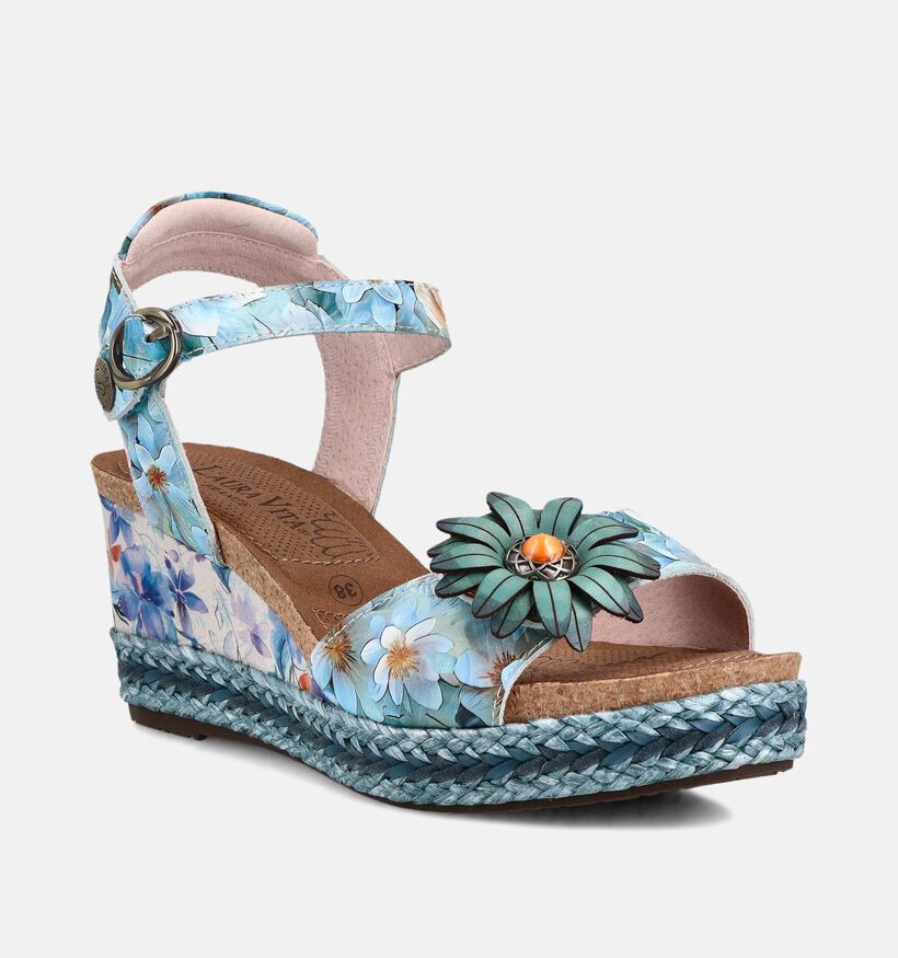 Laura Vita Fayco Sandales compens&eacute;es en Bleu pour femmes (373207)