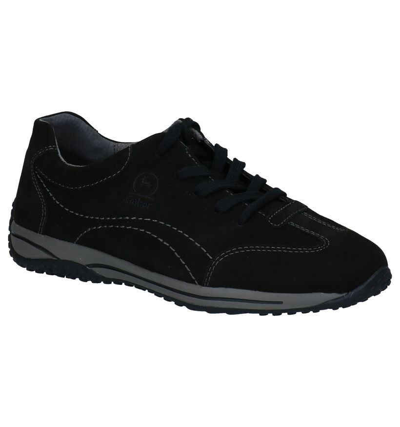 Gabor OptiFit Zwarte Veterschoenen voor dames (315300) - geschikt voor steunzolen
