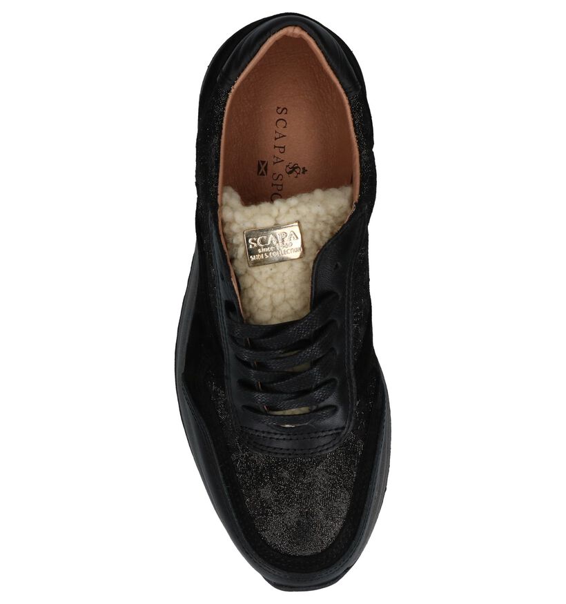 Scapa Zwarte Veterschoenen met Sterrenprint in leer (227349)
