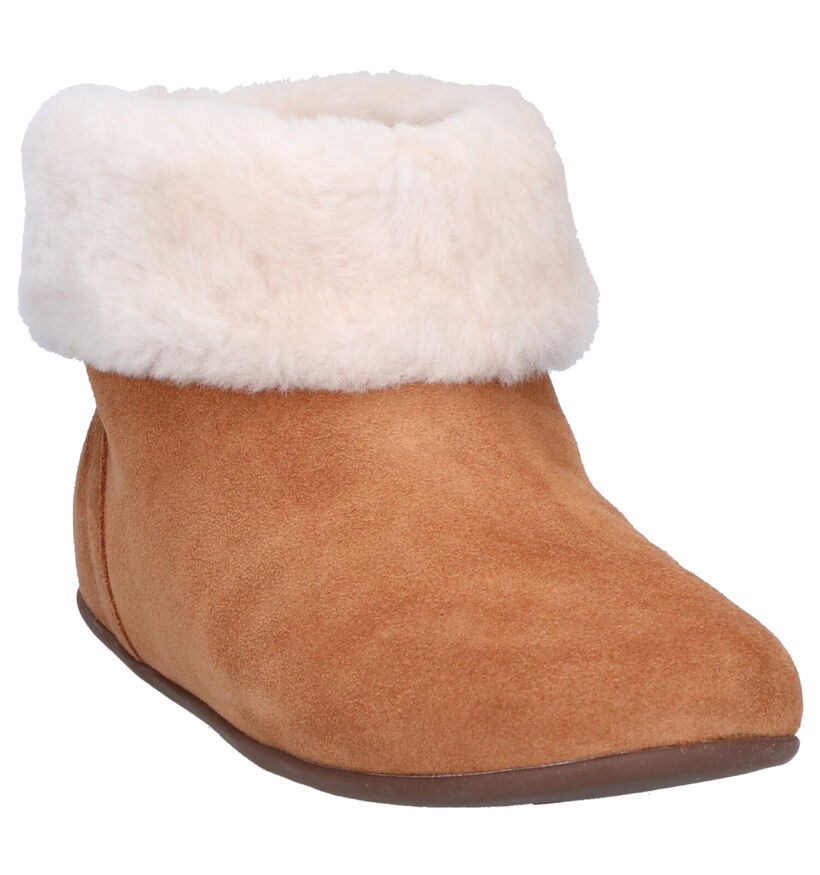 FitFlop Sarah Shearling Pantoufles en Cognac en daim (256046)