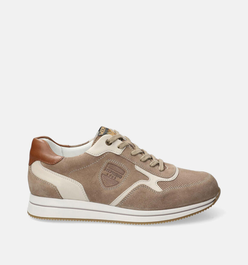 Mephisto Garcia Velours Taupe Veterschoenen voor heren (370207) - geschikt voor steunzolen