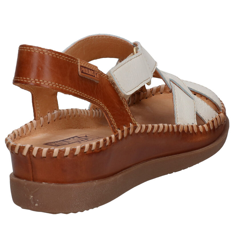 Pikolinos Cadaques Ecru/Cognac Sandalen in leer (289114)