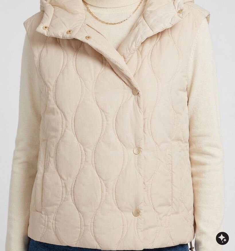 Guess Beige Gewatteerd Bodywarmer met Kap voor dames (375886)
