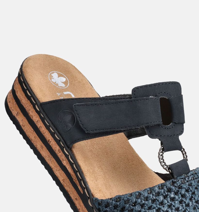 Rieker Donkerblauwe Slippers met Sleehak voor dames (370407)
