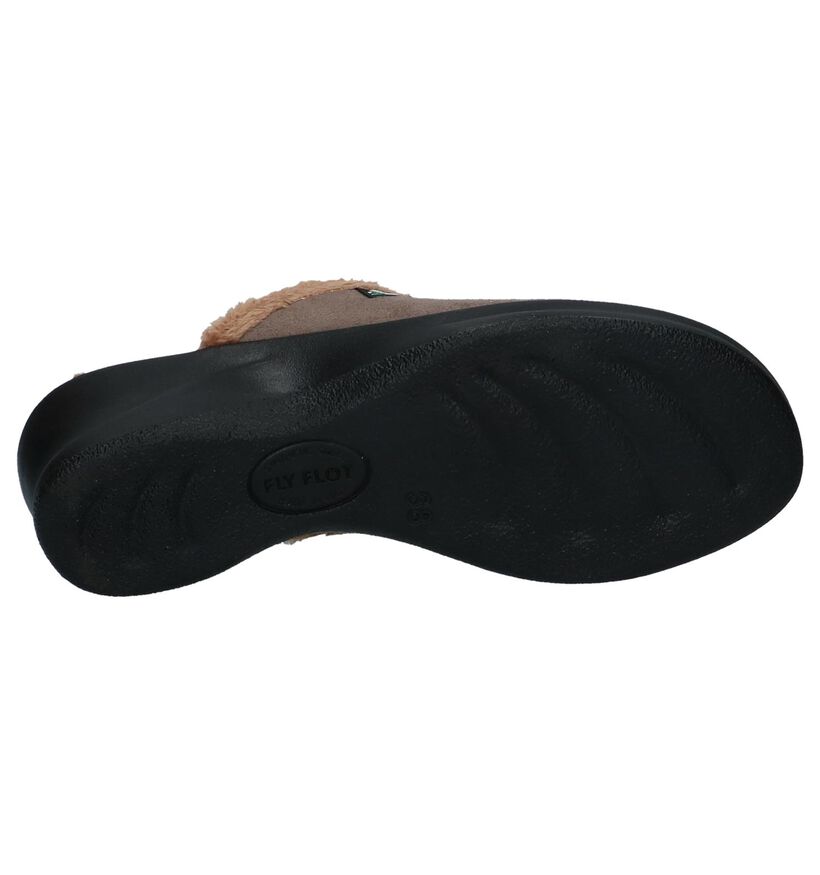 Taupe Pantoffels Fly Flot in stof (232739)