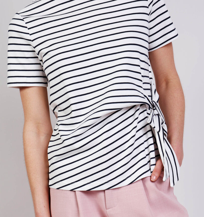 Vila Sinny Knot T-shirt en Blanc/Noir pour femmes (368051)