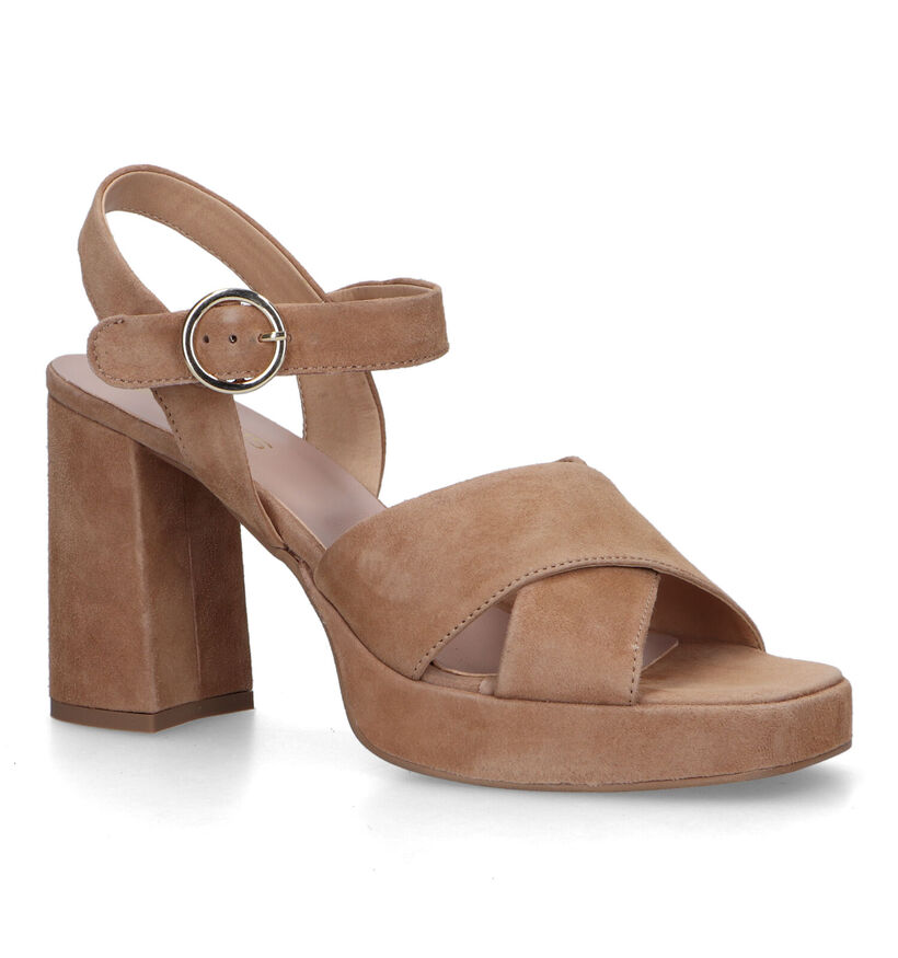 Signatur Beige Sandalen met blokhak voor dames (321704)