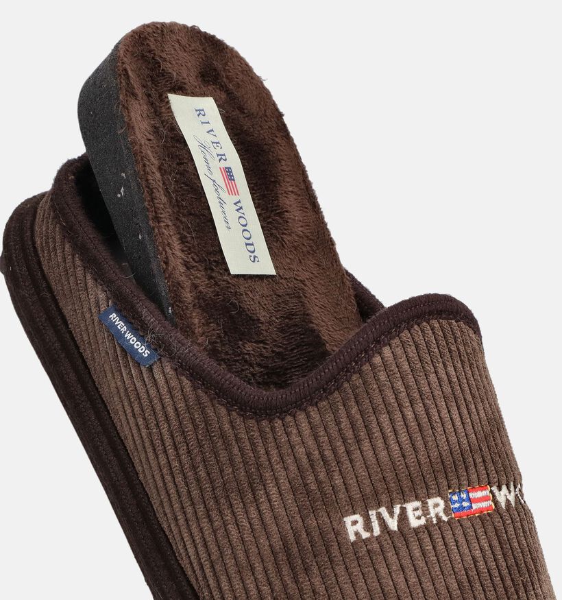 River Woods Hendrik Corduroy Pantoufles en Marron pour hommes (381212) - pour semelles orthop&eacute;diques
