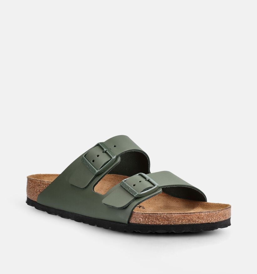 Birkenstock Arizona Leather Nu-pieds en Vert kaki pour hommes (368540)