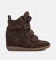 Poelman Baskets montantes en Brun fonc&eacute; pour femmes (388206)