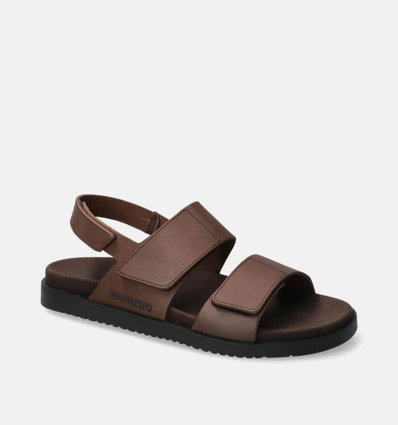 Mephisto Gautier Scratch Sandales en Brun fonc&eacute; pour hommes (370217)