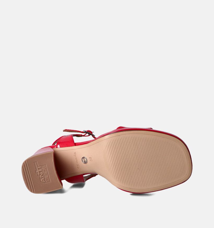 Tamaris Sandales avec talon carré en Rouge pour femmes (354335)