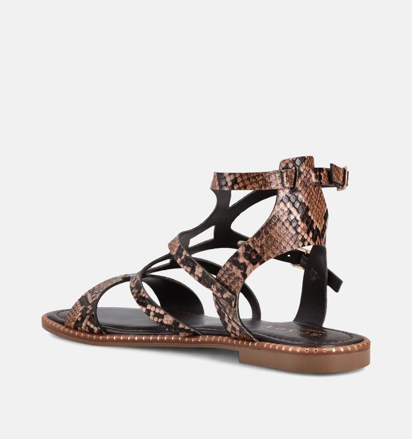 Scapa Moka Sandales plates en Marron pour femmes (373297)