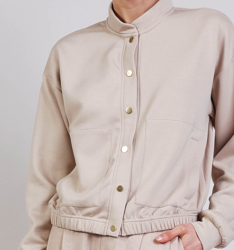 Pieces Talia Sweat Bomber Manteau en Beige pour femmes (369206)