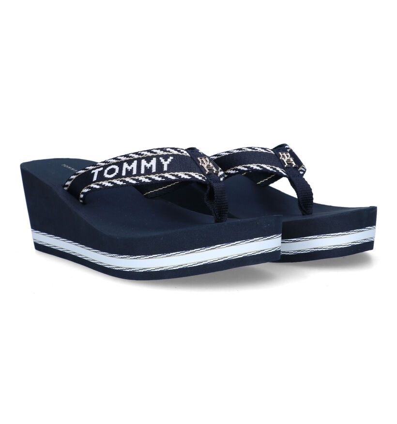 Tommy Webbing Tongs en Bleu pour femmes (321007)