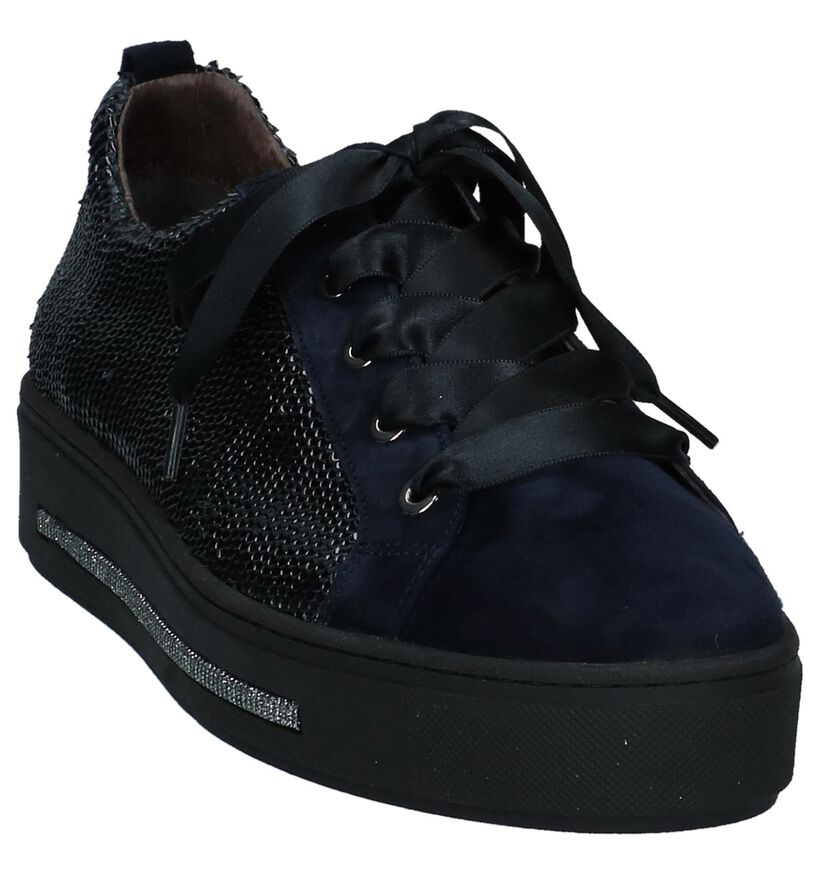 Donkerblauwe Geklede Sneakers Softwaves in leer (232670)