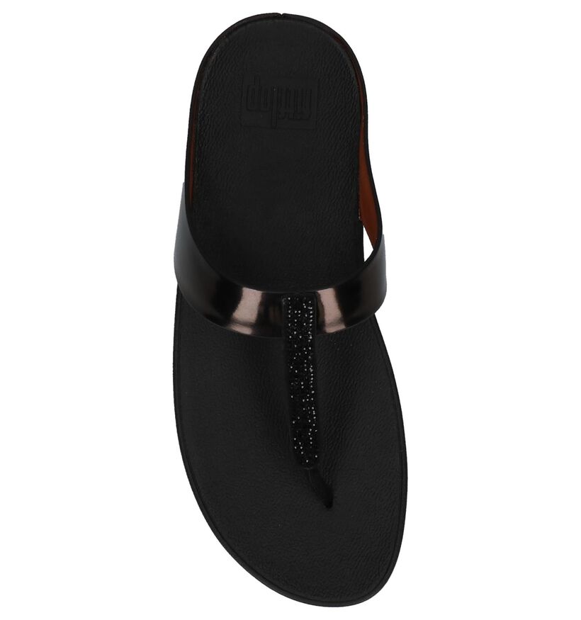Zwarte FitFlop Fino Crystal Toe-Thong Sandals, , pdp