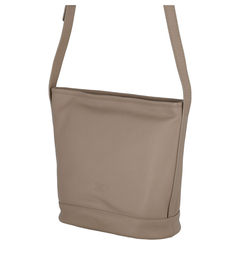 Crinkles Sac porté croisé en Taupe en cuir (290507)