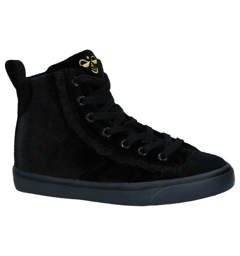 Zwarte Velours Hoge Sneakers Hummel, Zwart, pdp