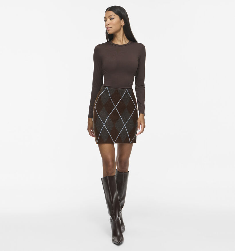 Vila Argyle Knit Donkergrijze/Bruine Rok voor dames (379739)