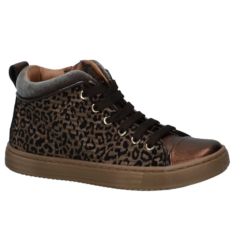 Bronzen Lage Geklede Sneakers met Luipaardprint Romagnoli in leer (230211)