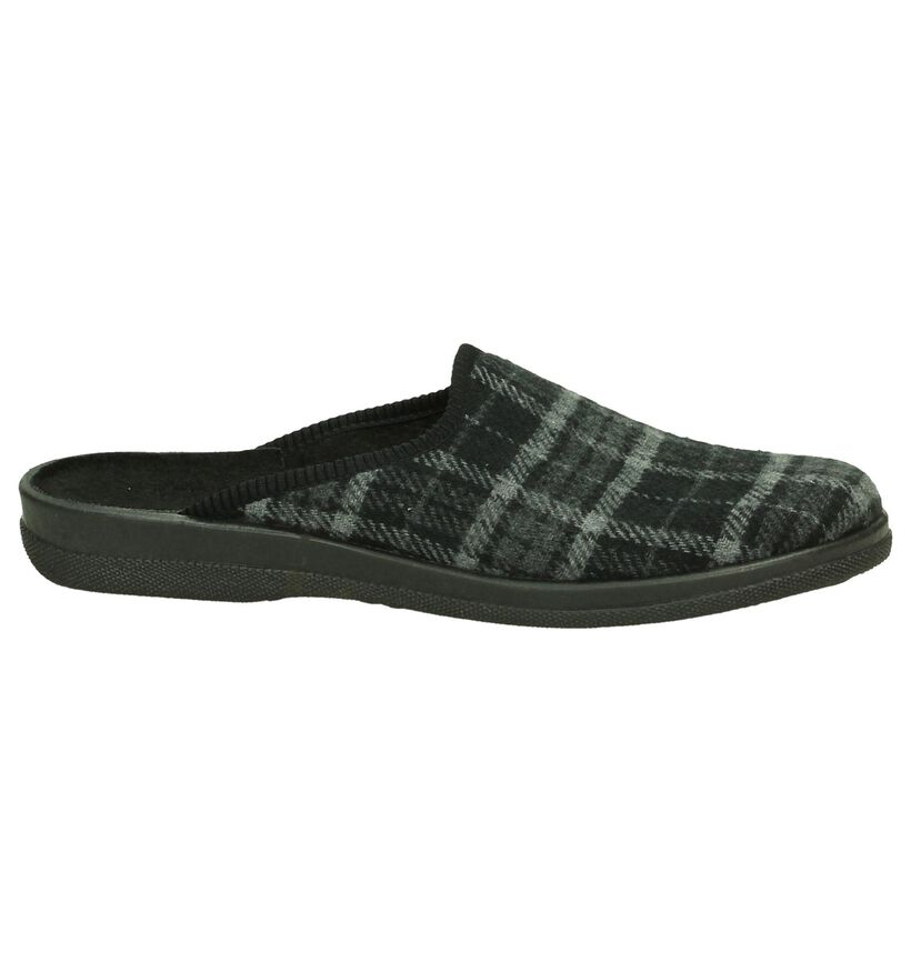 Slippers Comfort Pantoufles ouvertes en Gris foncé en textile (206078)