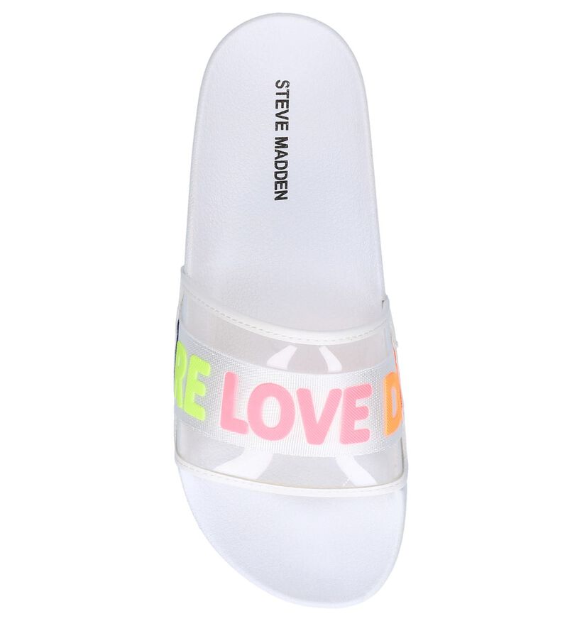 Steve Madden Shower Witte Badslippers in stof (248662)