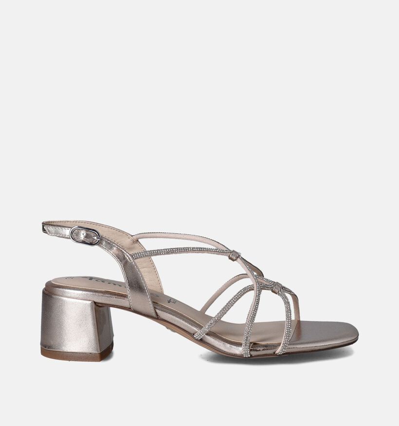 Tamaris Sandales avec talon carré en Or pour femmes (354445)
